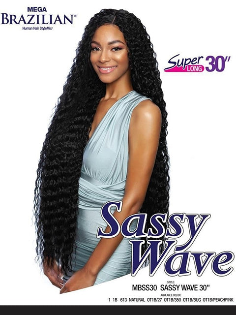 Mane Concept Human Hair Blend Mega Brazilian SASSY WAVE Weave 30 MBSS30