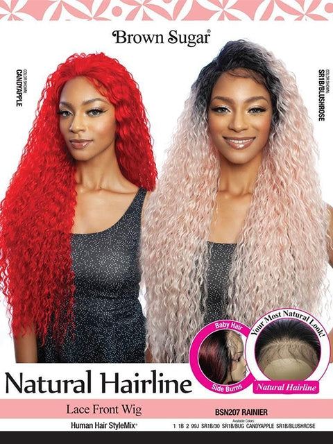 Mane Concept Human Hair Blend Brown Sugar Natural Hairline Lace Front Wig - RAINIER (BSN207)