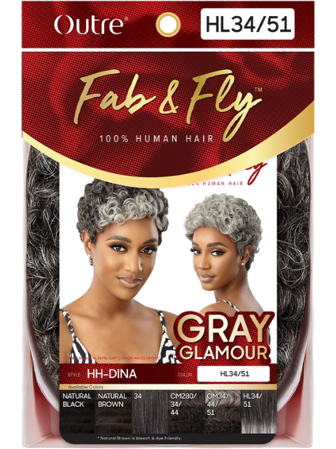 Outre Fab & Fly Gray Glamour 100% Human Hair Wig - DINA