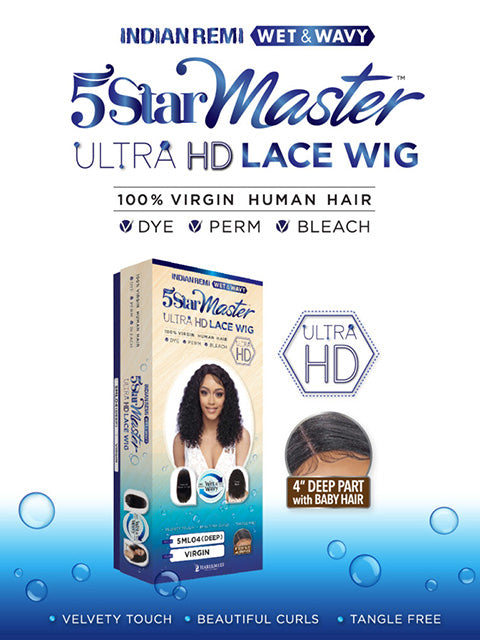 Harlem 125 Indian Remi Human Hair 5 Star Master Wet&Wavy HD Lace Wig - DEEP 15 5ML04
