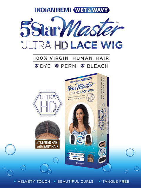 Harlem 125 Indian Remi Human Hair 5 Star Master Wet&Wavy HD Lace Wig - RIPPLE DEEP 20 5ML06