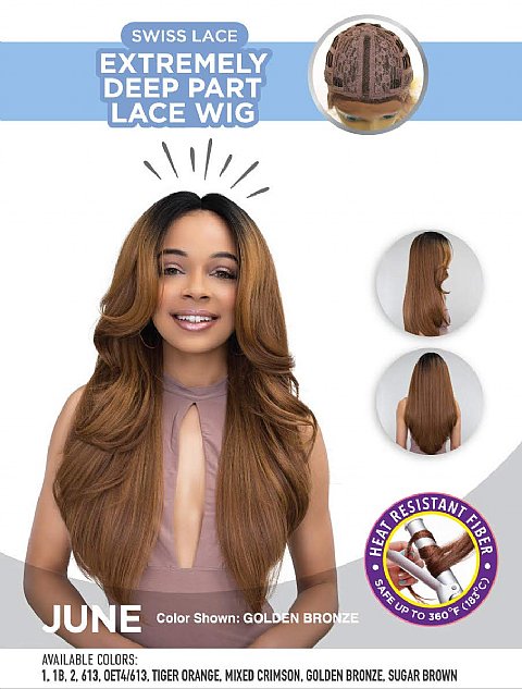 Janet Collection Extended Part Deep Swiss Lace Front Wig - JUNE