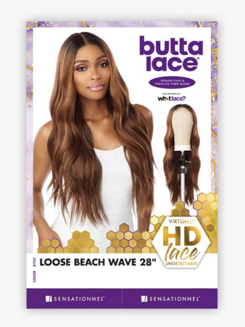 Sensationnel Butta Lace Human Hair Blend HD Lace Front Wig - LOOSE BEACH WAVE 28"