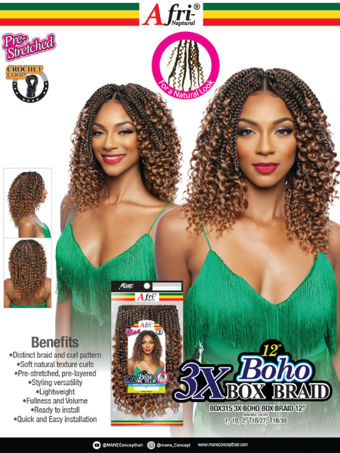 Mane Concept Afri Naptural 3X BOHO BOX BRAID 12 BOX315