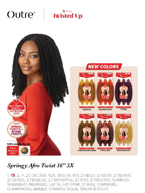 Outre X-Pression Twisted Up 3X SPRINGY AFRO TWIST Crochet Braid 16" *M