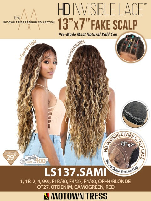 Motown Tress Premium Synthetic 13x7 HD Invisible Fake Scalp Lace Wig - LS137.SAMI