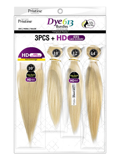 Mane Concept Pristine STRAIGHT Weave 3PCS with HD 4x5 Lace Closure (PDW4502)