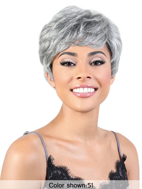 Motown Tress Human Hair Silver Gray Hair Collection Wig - SH.AISHA