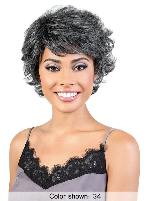 Motown Tress Human Hair Silver Gray Hair Collection Wig - SH.BRENDA