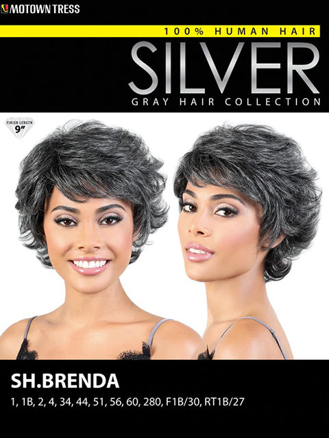 Motown Tress Human Hair Silver Gray Hair Collection Wig - SH.BRENDA