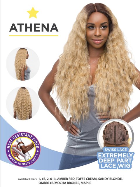 Janet Collection Extended Part Deep Swiss Lace Front Wig  - ATHENA