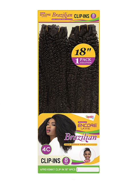 Janet Collection Encore Lavie 4C AFRO KINKY Clip In Hair 18 8pc
