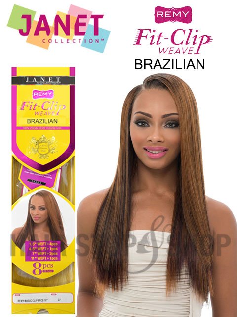 Janet Collection 100% Human Hair Magic YAKY CLIP Weave 8pc 10"