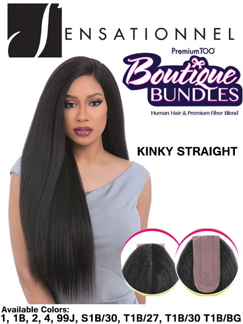 Sensationnel Premium Too Boutique Human Hair Blend KINKY STRAIGHT Weave 4pc 18/20/22