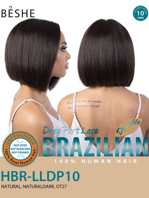 Beshe 100% Brazilian Human Hair Deep Lace Part Wig Bob Wig HBR-LLDP10