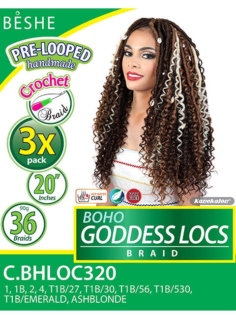 Beshe Pre-Looped 3X BOHO GODDESS LOCS Crochet Braid 20 C.BHLOC320