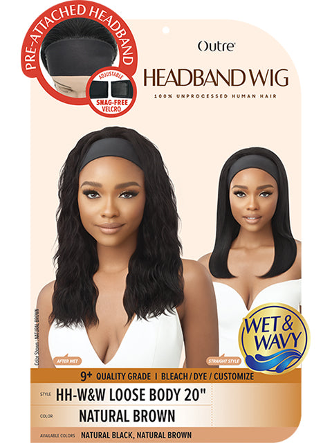 Outre Headband Human Hair Wet and Wavy Wig - LOOSE BODY 20