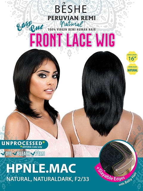 Beshe Peruvian Brazilian Natural Human Remi Hair Lace Front Wig - HPNLE MAC