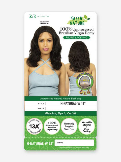 R&B Collection 100% Unprocessed Human Hair Pre-Plucked 6x4 Lace Front Wig - H-NATURAL-W 18