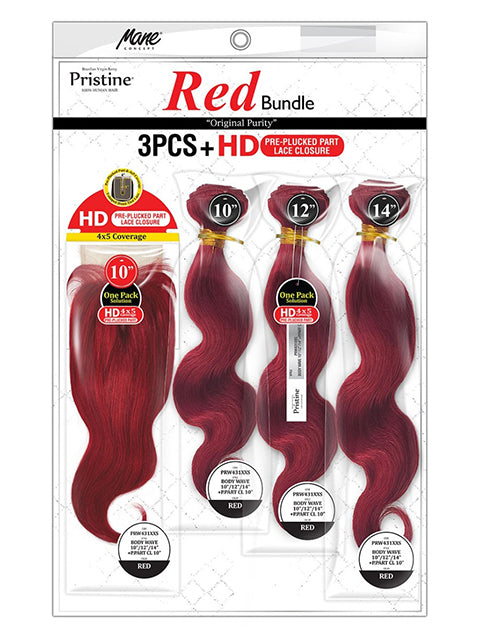 Mane Concept Pristine Red Bundle 11A BODY WAVE Weave 3PCS with HD 4x5 Lace Closure (PRW431)