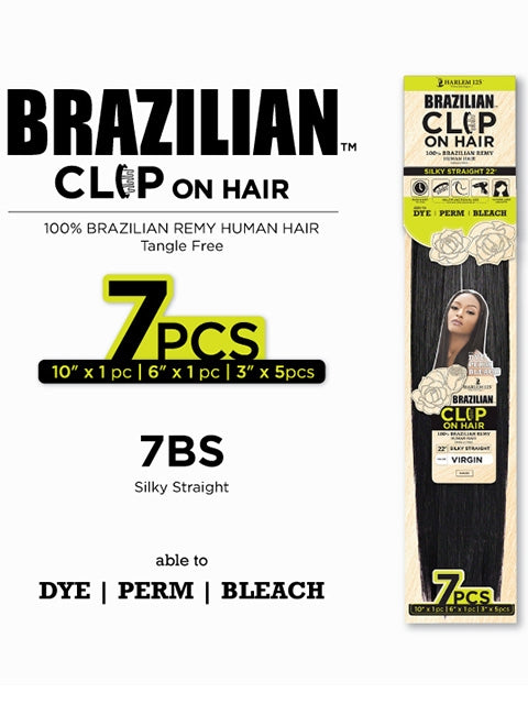 Harlem 125 Brazilian STRAIGHT Clip On Hair 7pc (7BS)