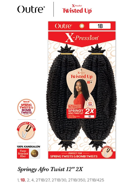 Springy String Outre X-Pression Twisted Up 2X SPRINGY AFRO TWIST Crochet Braid 12